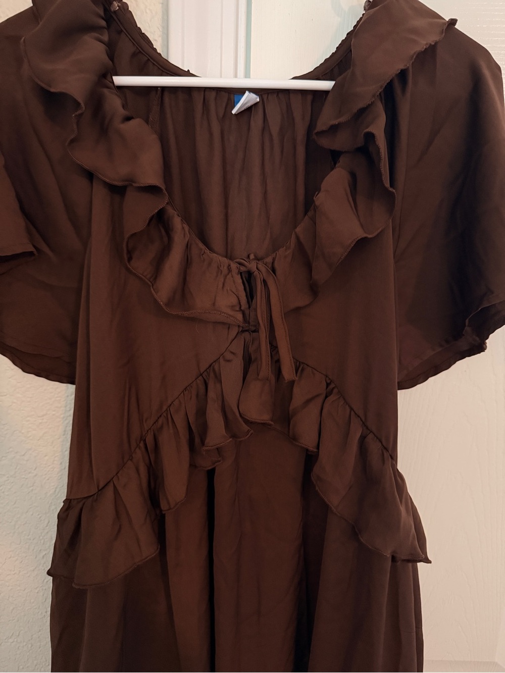 Satin Ruffle Mini Dress - Picture 2 of 3